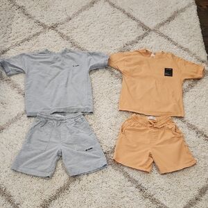 Gray and Orange Kids' T-Shirt and Shorts Set